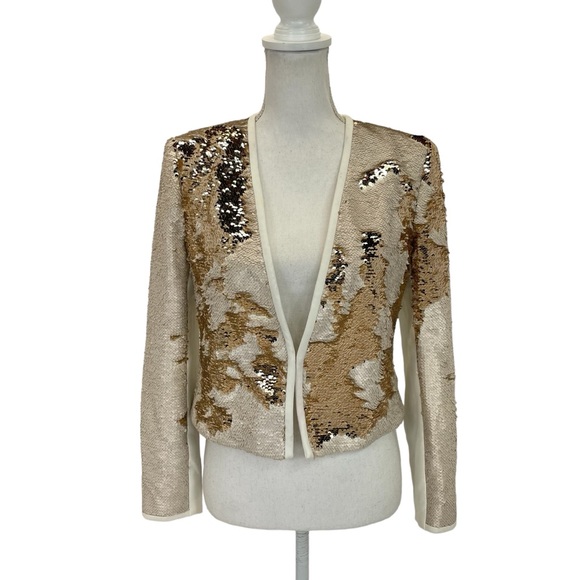 Ted Baker London Sequin Jacket Size Gold/White